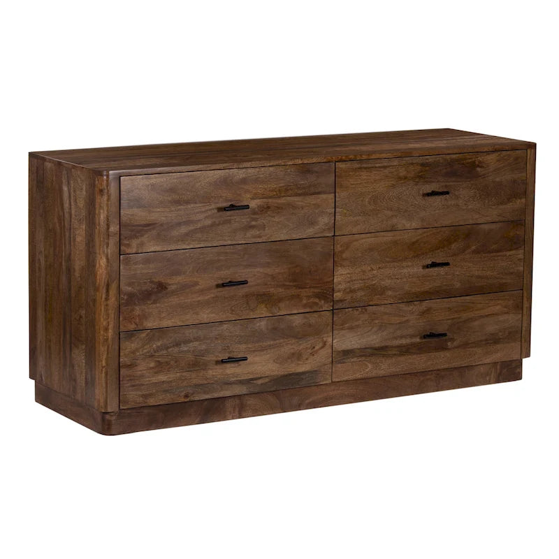 Comò a 6 cassetti, legno di mango, finitura noce, 60