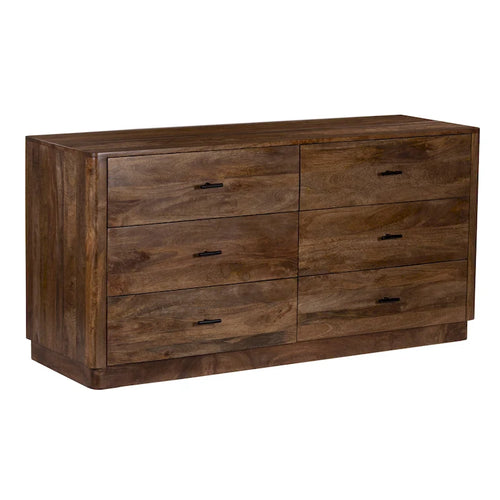 Comò a 6 cassetti, legno di mango, finitura noce, 60