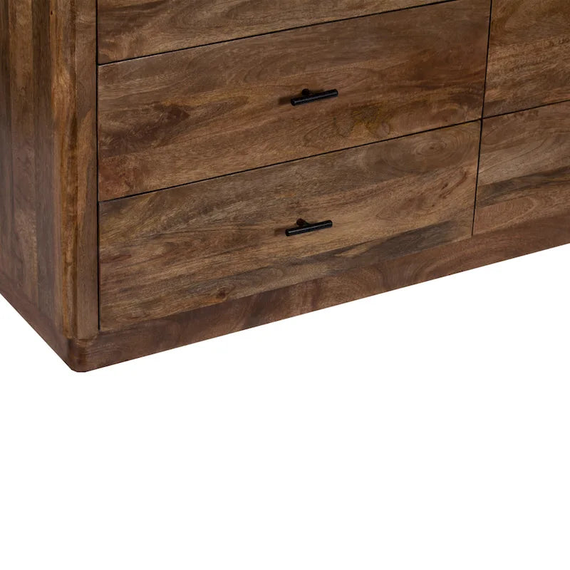 Comò a 6 cassetti, legno di mango, finitura noce, 60