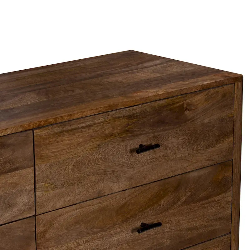 Comò a 6 cassetti, legno di mango, finitura noce, 60