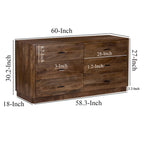 Comò a 6 cassetti, legno di mango, finitura noce, 60