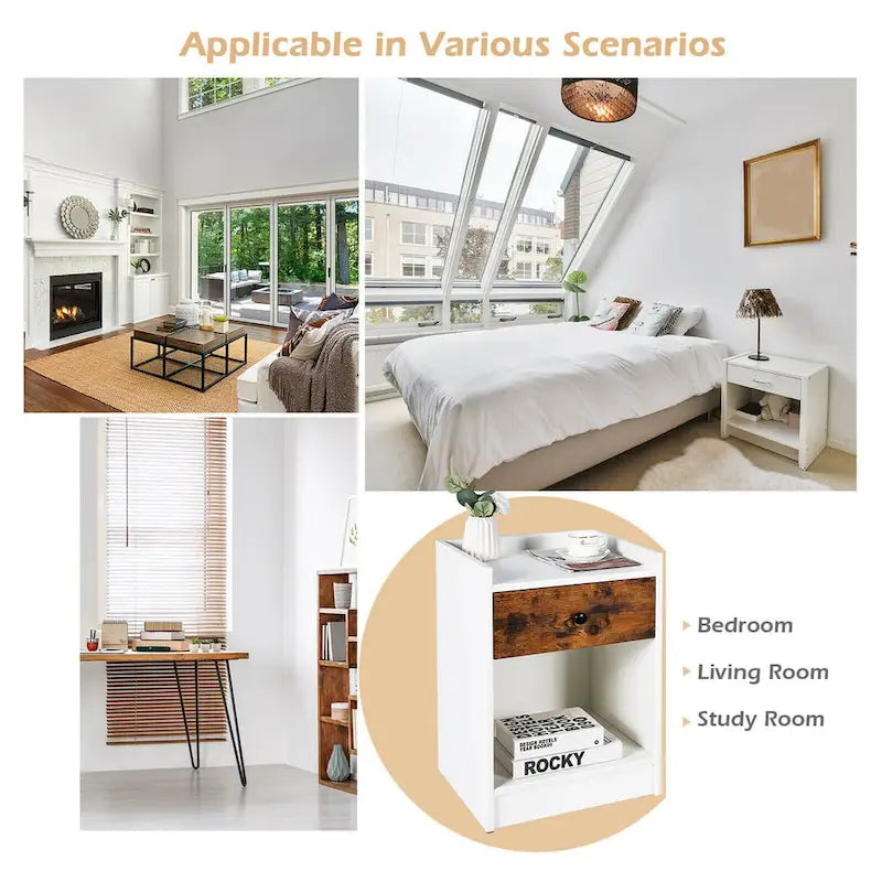 Comodino con cassetto Tavolino d'appoggio rialzato, confezione da 2 - 17 x 16 x 42 (L x P x A)