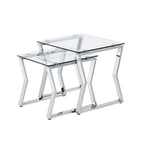 Tavolini contemporanei a incastro con piano in vetro, 2 pezzi, 50 cm