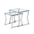 Tavolini contemporanei a incastro con piano in vetro, 2 pezzi, 50 cm