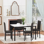 Set da pranzo 5 pezzi in simil marmo con 4 sedie imbottite in pelle PU