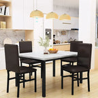 Set da pranzo 5 pezzi in simil marmo con 4 sedie imbottite in pelle PU