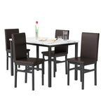 Set da pranzo 5 pezzi in simil marmo con 4 sedie imbottite in pelle PU
