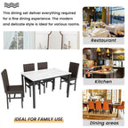 Set da pranzo 5 pezzi in simil marmo con 4 sedie imbottite in pelle PU