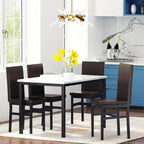 Set da pranzo 5 pezzi in simil marmo con 4 sedie imbottite in pelle PU