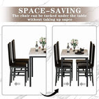 Set da pranzo 5 pezzi in simil marmo con 4 sedie imbottite in pelle PU