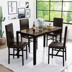 Set da pranzo 5 pezzi in simil marmo con 4 sedie imbottite in pelle PU