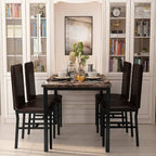 Set da pranzo 5 pezzi in simil marmo con 4 sedie imbottite in pelle PU