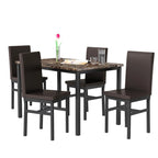 Set da pranzo 5 pezzi in simil marmo con 4 sedie imbottite in pelle PU