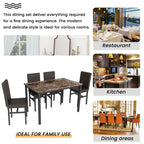 Set da pranzo 5 pezzi in simil marmo con 4 sedie imbottite in pelle PU