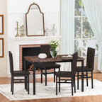 Set da pranzo 5 pezzi in simil marmo con 4 sedie imbottite in pelle PU