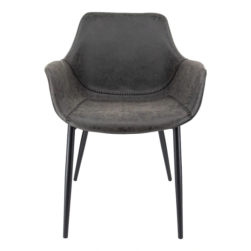 Sedia da pranzo con braccioli e gambe in metallo, confezione da 2 - Verde oliva - 62,2P x 64W x 83,8H cm