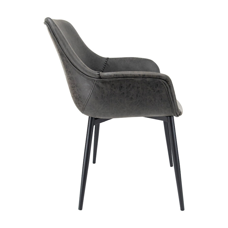 Sedia da pranzo con braccioli e gambe in metallo, confezione da 2 - Verde oliva - 62,2P x 64W x 83,8H cm