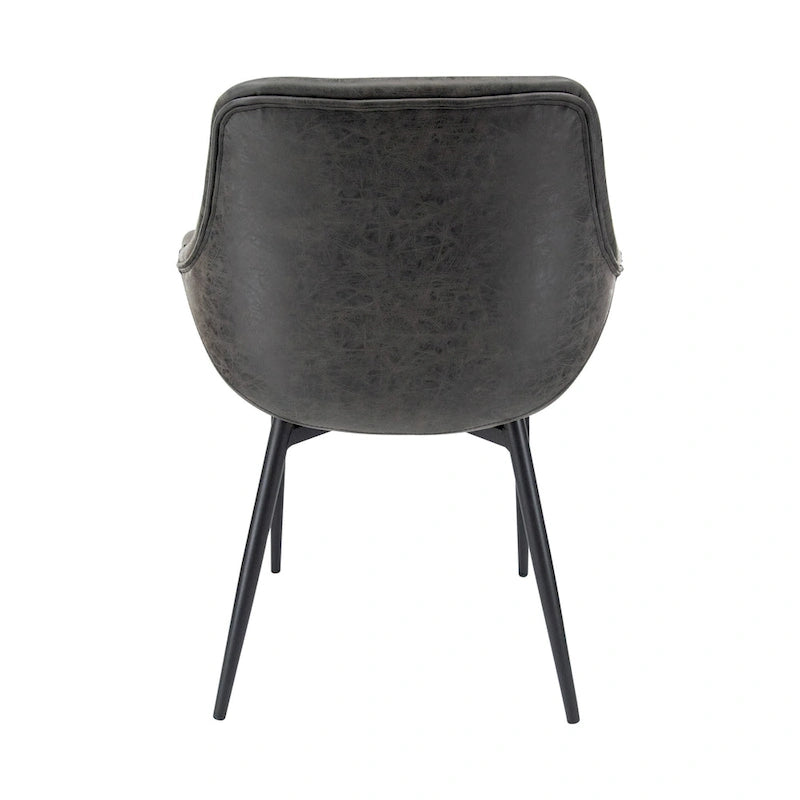 Sedia da pranzo con braccioli e gambe in metallo, confezione da 2 - Verde oliva - 62,2P x 64W x 83,8H cm