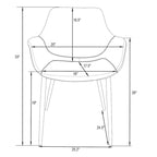 Sedia da pranzo con braccioli e gambe in metallo, confezione da 2 - Verde oliva - 62,2P x 64W x 83,8H cm