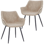 Sedia da pranzo con braccioli e gambe in metallo, confezione da 2 - Verde oliva - 62,2P x 64W x 83,8H cm