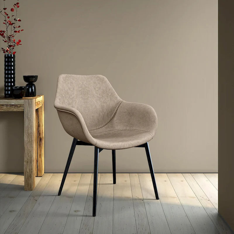 Sedia da pranzo con braccioli e gambe in metallo, confezione da 2 - Verde oliva - 62,2P x 64W x 83,8H cm