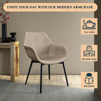 Sedia da pranzo con braccioli e gambe in metallo, confezione da 2 - Verde oliva - 62,2P x 64W x 83,8H cm