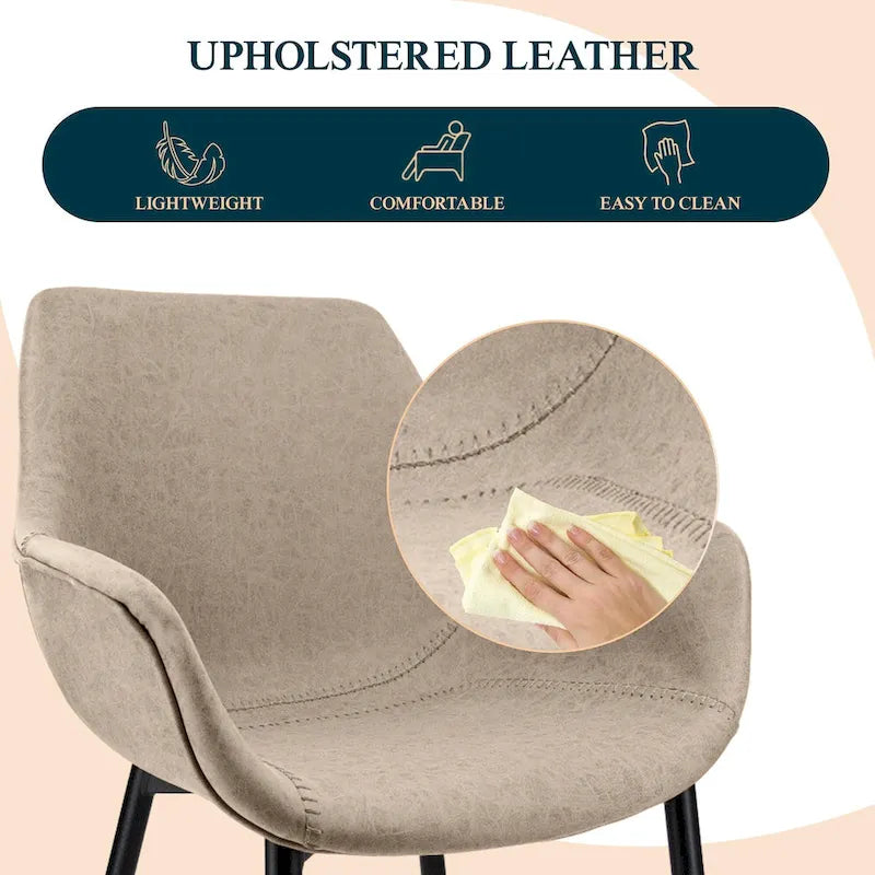 Sedia da pranzo con braccioli e gambe in metallo, confezione da 2 - Verde oliva - 62,2P x 64W x 83,8H cm