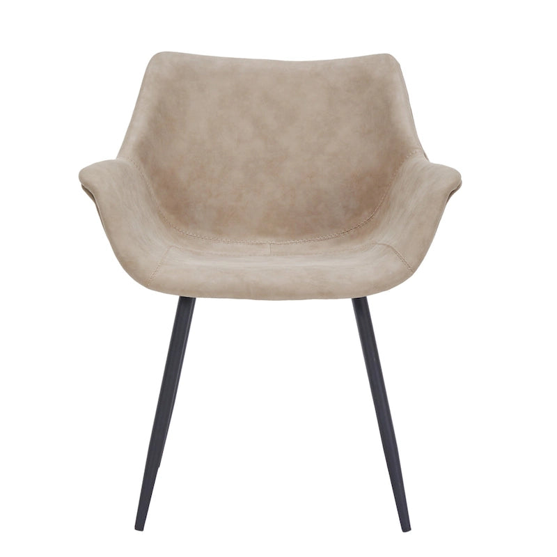 Sedia da pranzo con braccioli e gambe in metallo, confezione da 2 - Verde oliva - 62,2P x 64W x 83,8H cm