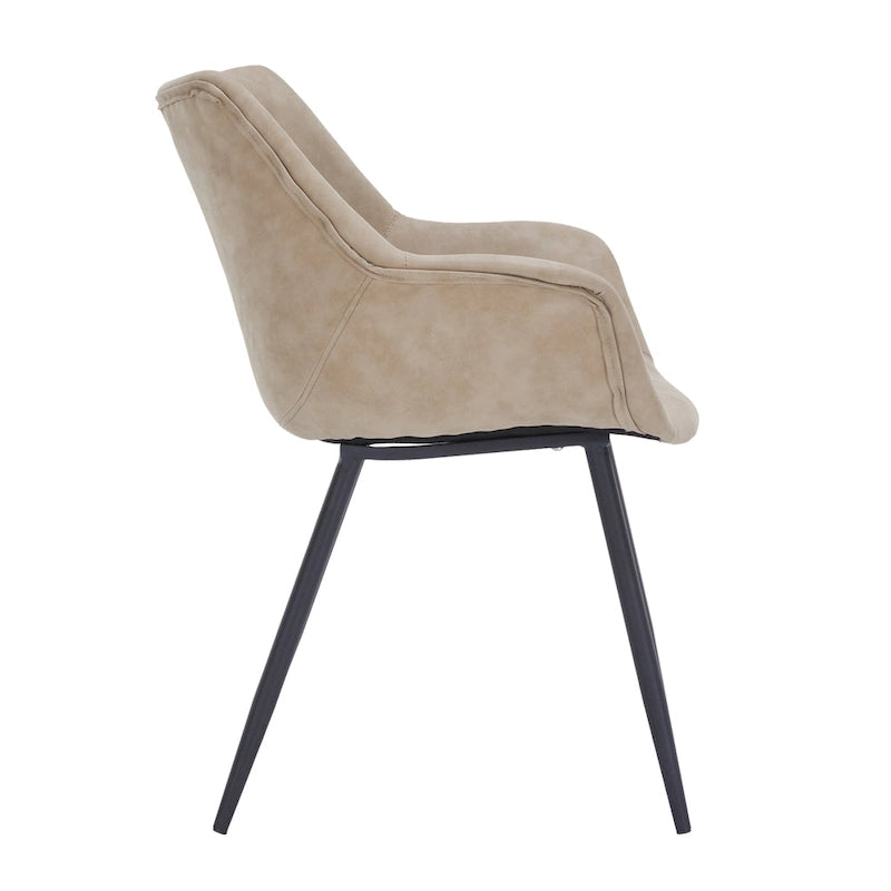 Sedia da pranzo con braccioli e gambe in metallo, confezione da 2 - Verde oliva - 62,2P x 64W x 83,8H cm
