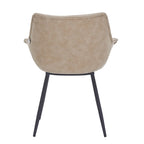 Sedia da pranzo con braccioli e gambe in metallo, confezione da 2 - Verde oliva - 62,2P x 64W x 83,8H cm