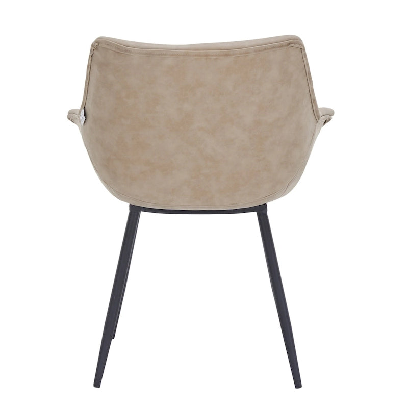 Sedia da pranzo con braccioli e gambe in metallo, confezione da 2 - Verde oliva - 62,2P x 64W x 83,8H cm