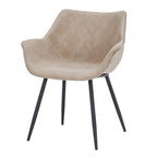Sedia da pranzo con braccioli e gambe in metallo, confezione da 2 - Verde oliva - 62,2P x 64W x 83,8H cm