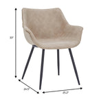 Sedia da pranzo con braccioli e gambe in metallo, confezione da 2 - Verde oliva - 62,2P x 64W x 83,8H cm