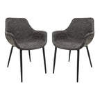 Sedia da pranzo con braccioli e gambe in metallo, confezione da 2 - Verde oliva - 62,2P x 64W x 83,8H cm