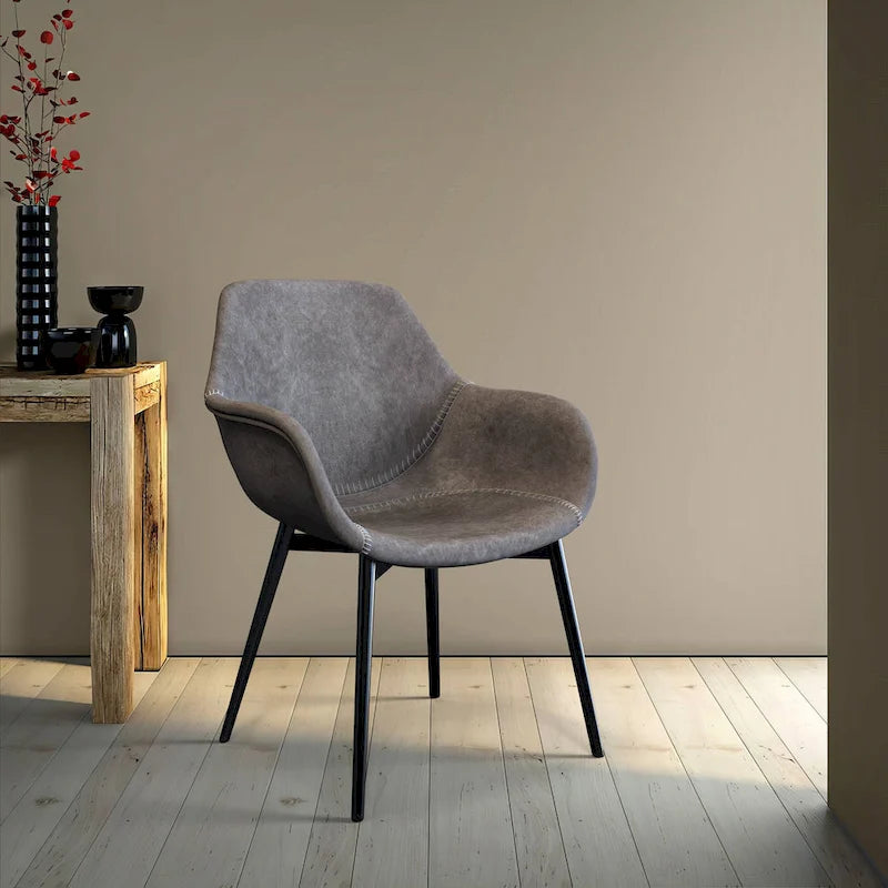 Sedia da pranzo con braccioli e gambe in metallo, confezione da 2 - Verde oliva - 62,2P x 64W x 83,8H cm
