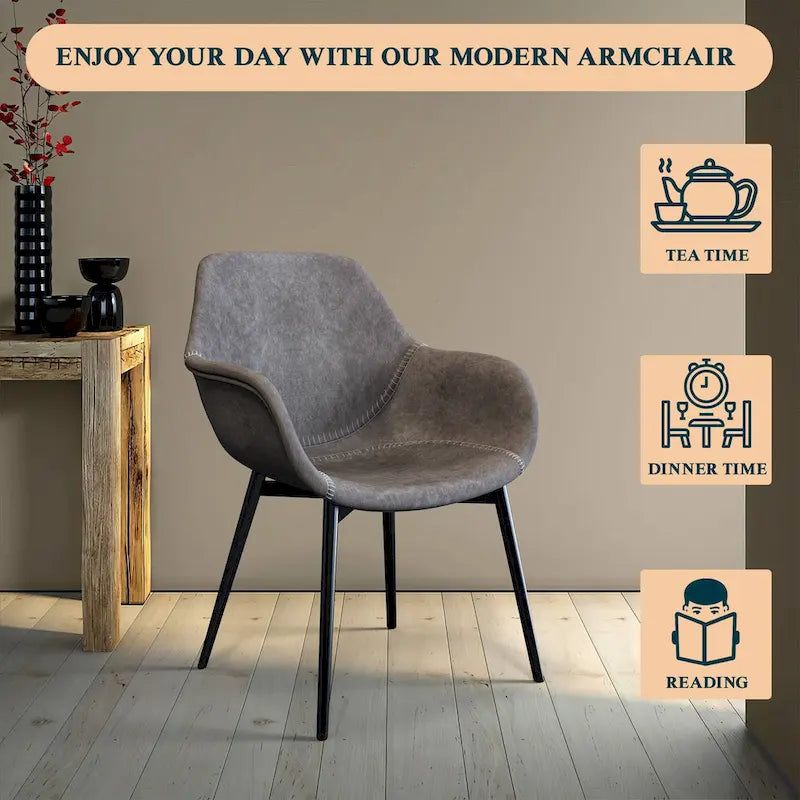 Sedia da pranzo con braccioli e gambe in metallo, confezione da 2 - Verde oliva - 62,2P x 64W x 83,8H cm