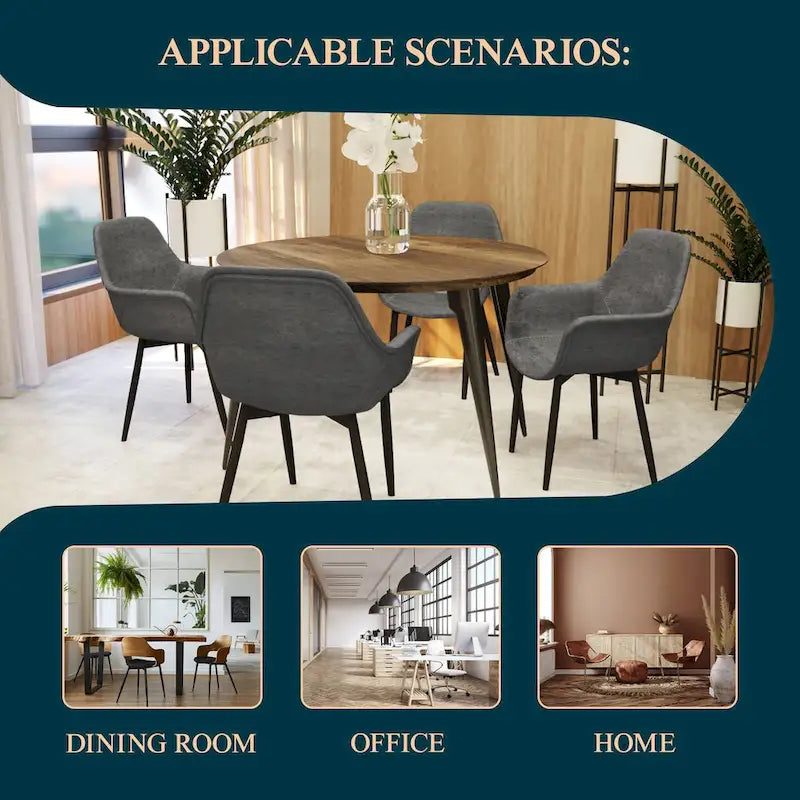 Sedia da pranzo con braccioli e gambe in metallo, confezione da 2 - Verde oliva - 62,2P x 64W x 83,8H cm