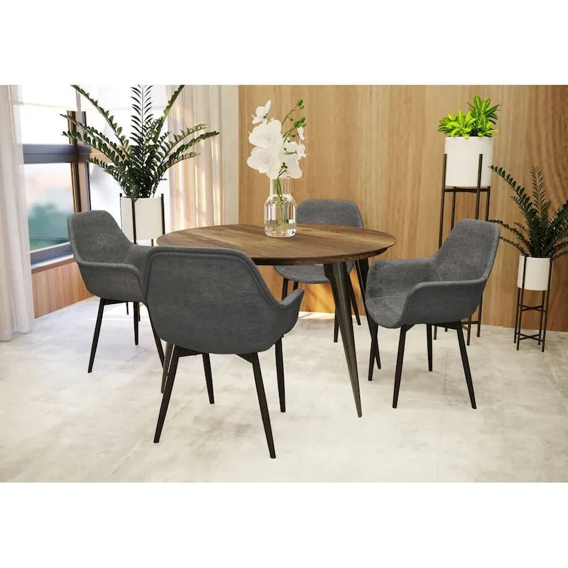 Sedia da pranzo con braccioli e gambe in metallo, confezione da 2 - Verde oliva - 62,2P x 64W x 83,8H cm