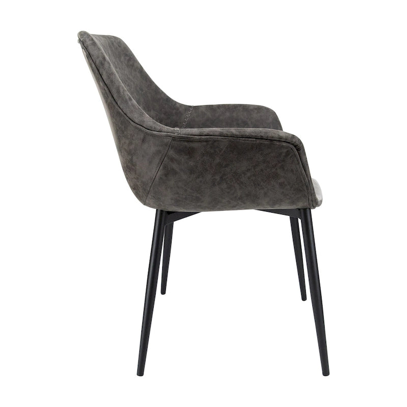 Sedia da pranzo con braccioli e gambe in metallo, confezione da 2 - Verde oliva - 62,2P x 64W x 83,8H cm