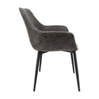 Sedia da pranzo con braccioli e gambe in metallo, confezione da 2 - Verde oliva - 62,2P x 64W x 83,8H cm