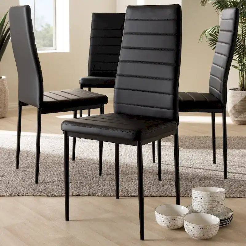 Sedia da pranzo moderna in similpelle, confezione da 4 pezzi