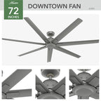 Ventilatore da soffitto per esterni a mulino a vento Downtown da 72" e controllo a parete - Adatto ad ambienti umidi - Industriale, moderno - ENERGY STAR!