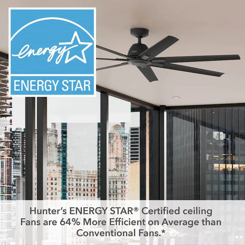 Ventilatore da soffitto per esterni a mulino a vento Downtown da 72" e controllo a parete - Adatto ad ambienti umidi - Industriale, moderno - ENERGY STAR!