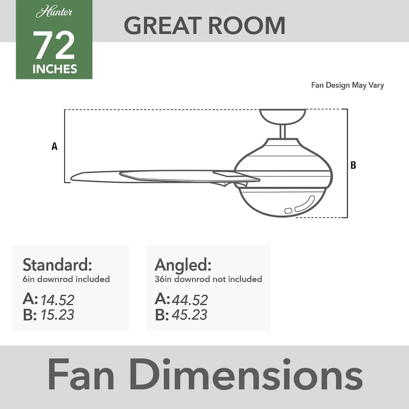 Ventilatore da soffitto per esterni a mulino a vento Downtown da 72" e controllo a parete - Adatto ad ambienti umidi - Industriale, moderno - ENERGY STAR!