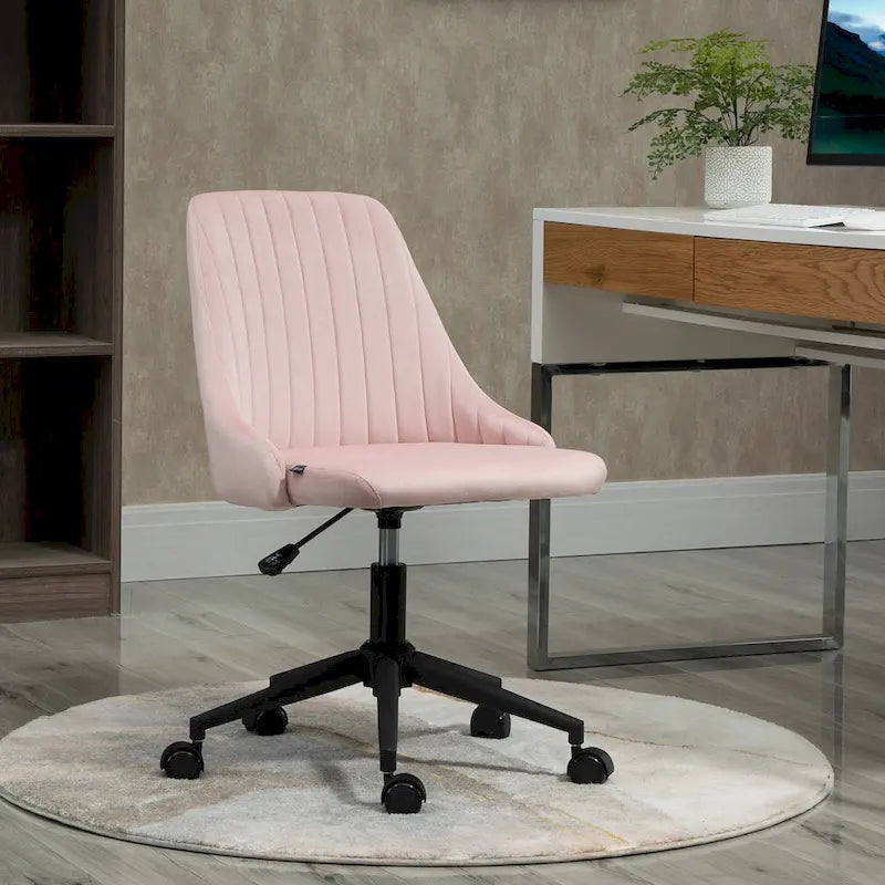 Vinsetto Mid-Back Office Chair, Velvet Fabric Swivel Scallop Shape Computer Desk Chair for Home Office or Bedroom