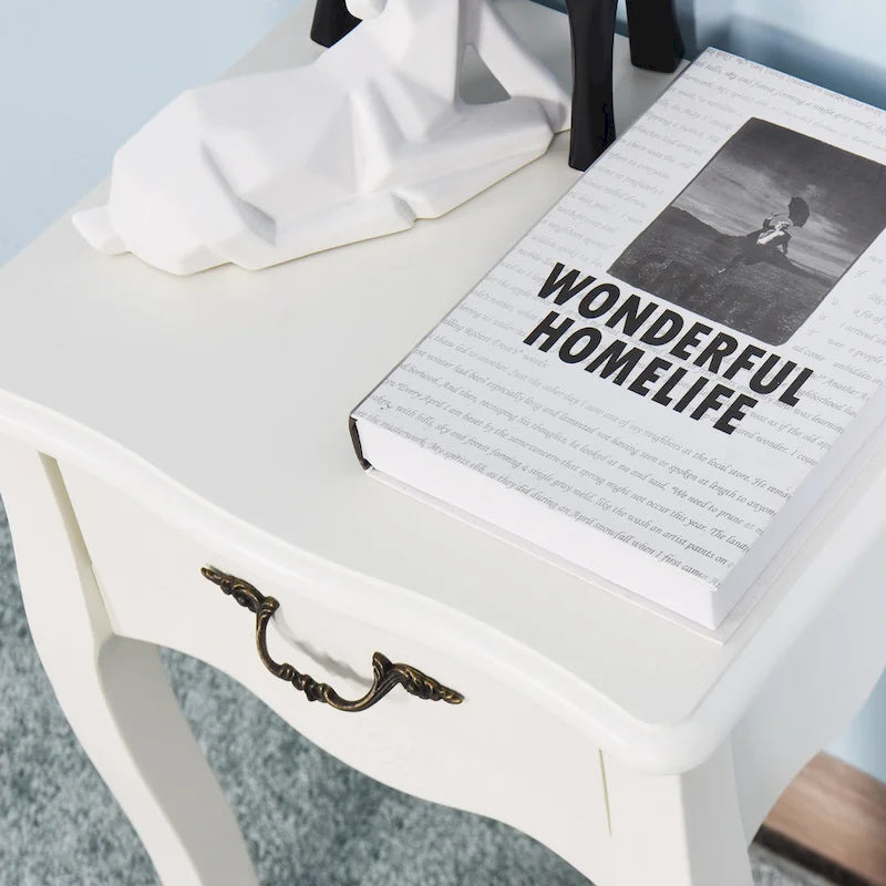 Tavolino da Bagno con Cassetto, a Terra, con 4 Gambe Curve