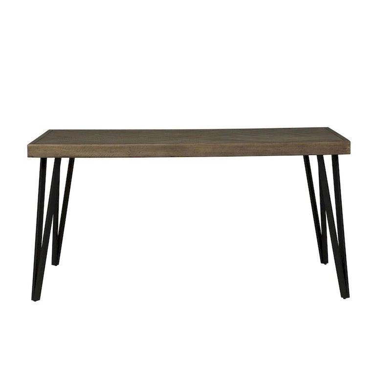 Tavolo con gambe rettangolari Rustic Caramel con venature a sega - Grigio