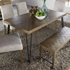 Tavolo con gambe rettangolari Rustic Caramel con venature a sega - Grigio