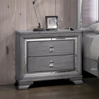 Letto a pannelli, comodino e cassettiera a 3 pezzi grigio contemporaneo con LED
