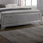 Letto a pannelli, comodino e cassettiera a 3 pezzi grigio contemporaneo con LED